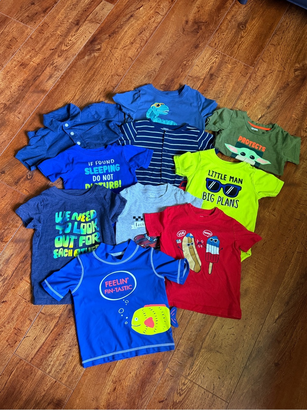 Carter's Boys Multi-Color Graphic Tee Lot - Blue, Red, Green, Yellow